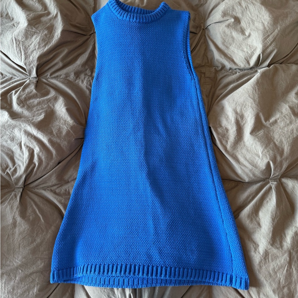 Blue Sleeveless Knit Sweater